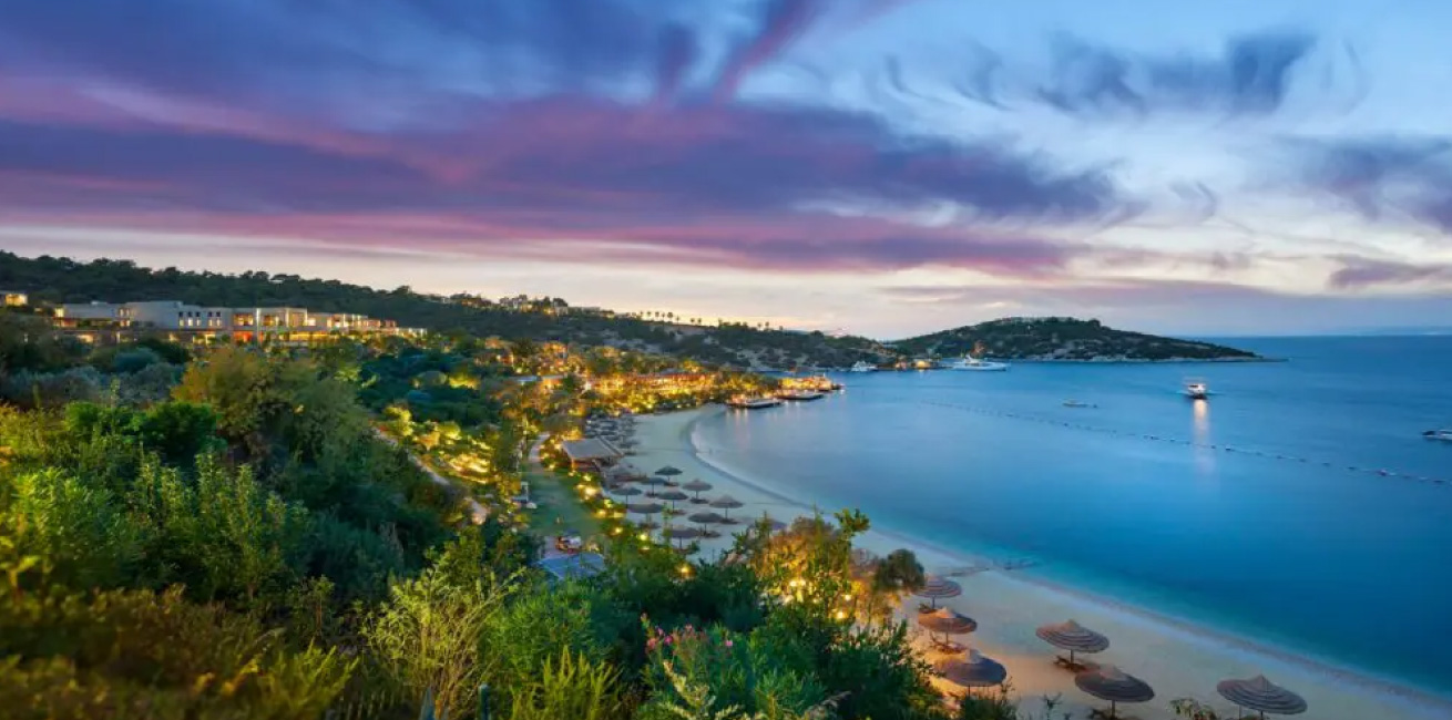 Bodrum coastal sunset view